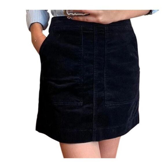 Uniqlo Navy Corduroy Mini Skirt Sz 4 - Picture 1 of 4